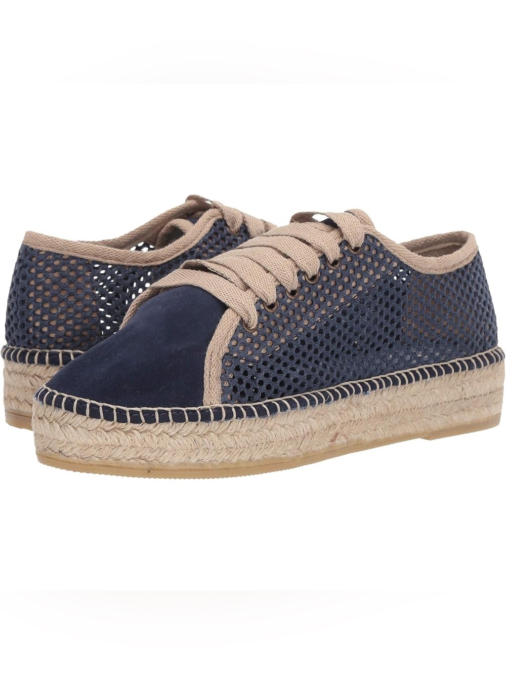 Navy and Tan Espadrille Lace-Up Sneakers